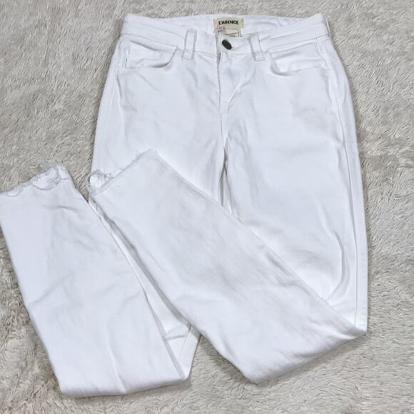 L'Agence Margot Japanese Denim High Rise Skinny Leg Jean Blanc White Resort - Picture 4 of 12